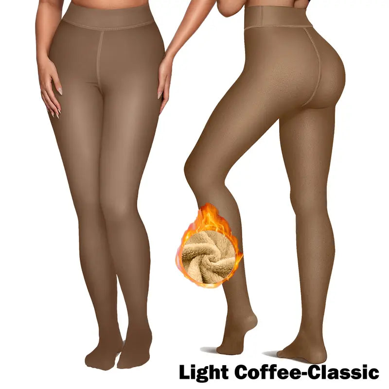 Light Coffee-Classic fleece lined tights