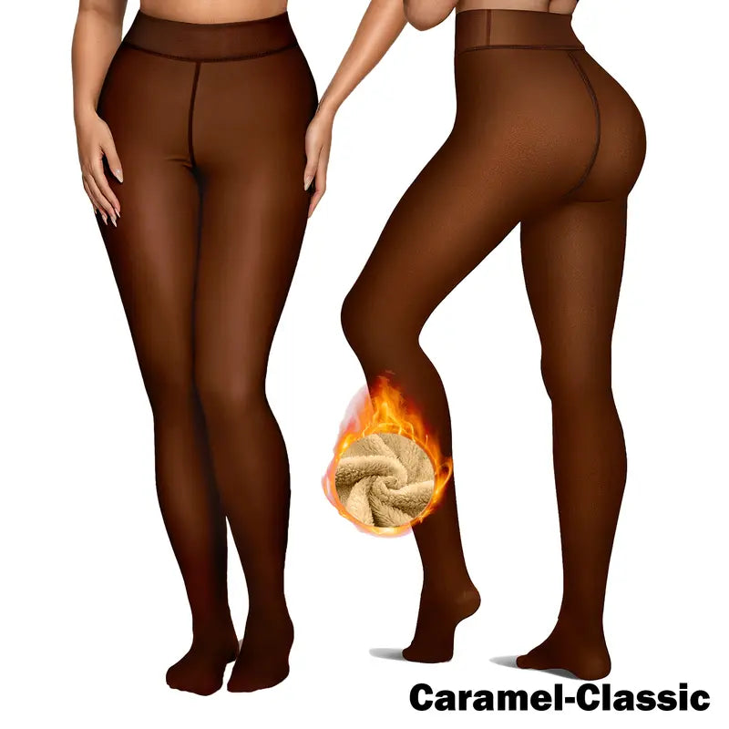 Caramel-Classic fleece lined tights