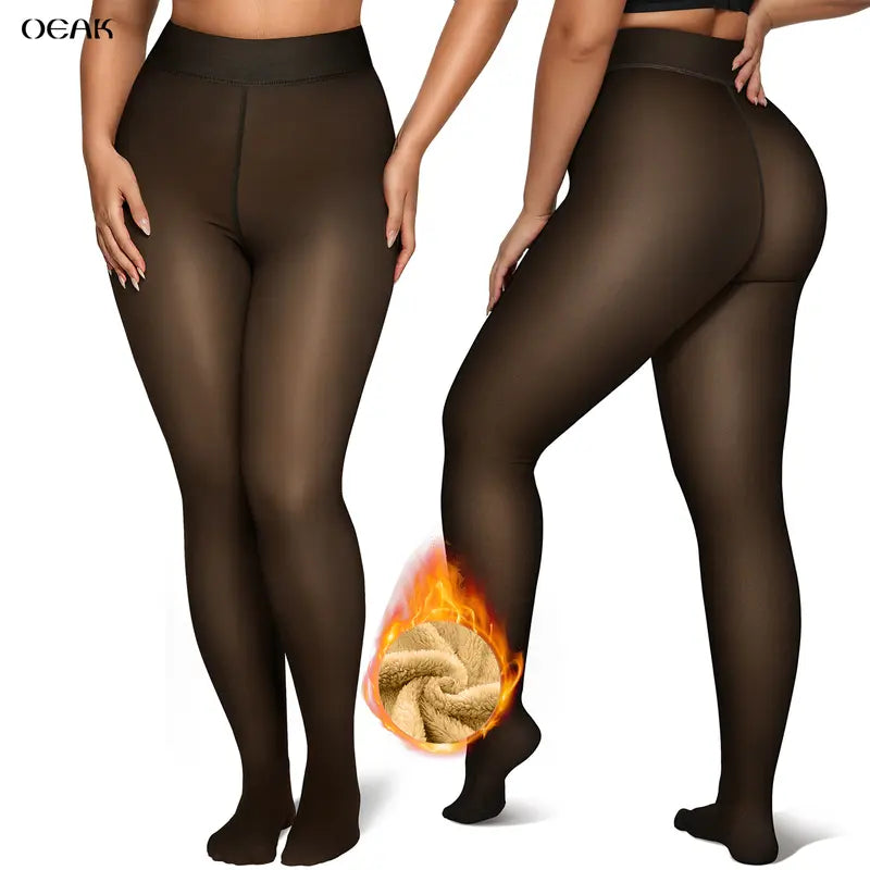 OEAK fleece-lined sheer-look tights product image 1