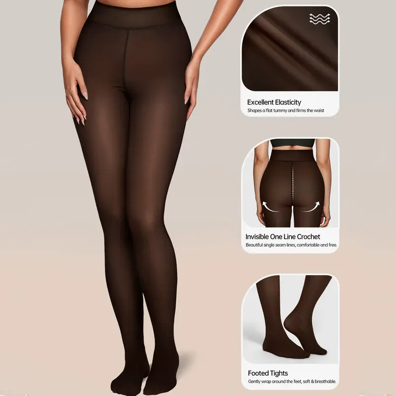 OEAK fleece-lined sheer-look tights product image 4