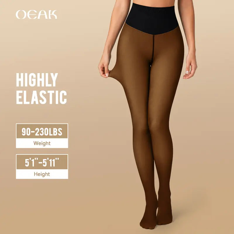 OEAK fleece-lined sheer-look tights product image 5