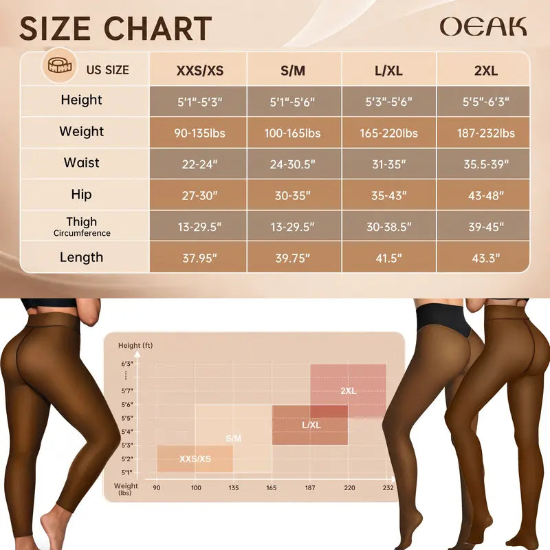 OEAK fleece-lined sheer-look tights product image 7