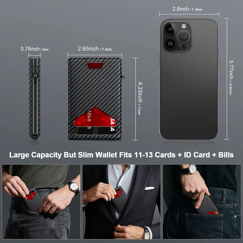 Carbon bifold pop-up wallet – product view 2