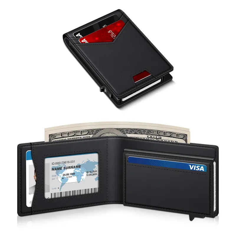 Men's bifold pop-up wallet – Black