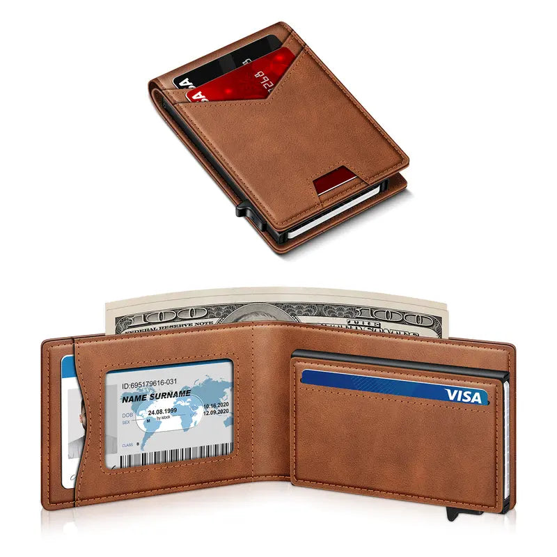 Men's bifold pop-up wallet – Brown