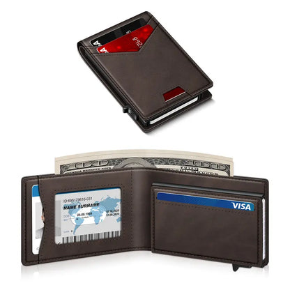 Men's bifold pop-up wallet – Coffee