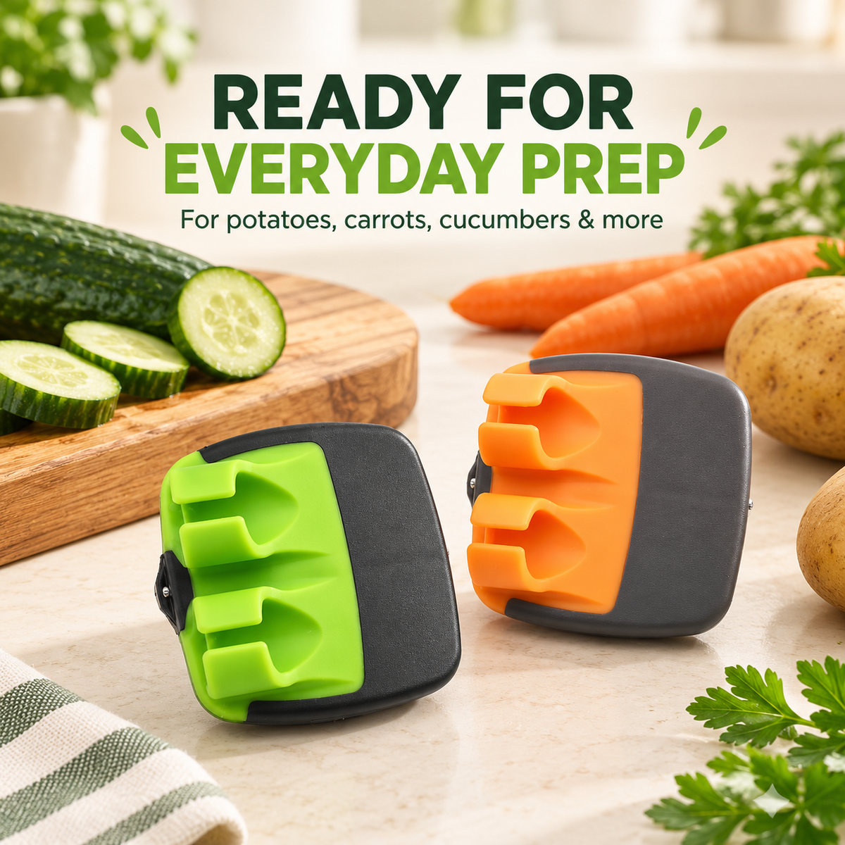 Palm vegetable peeler prep