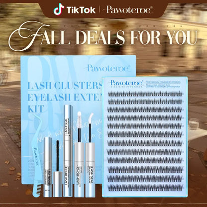 Pawotence 0.03mm Nature Lash Clusters - D Curl Spider Lashes for Adults, Comfortable Super Soft Thin Band, Long Lasting Dramatic DIY Extensions for Clean Makeup Beginners