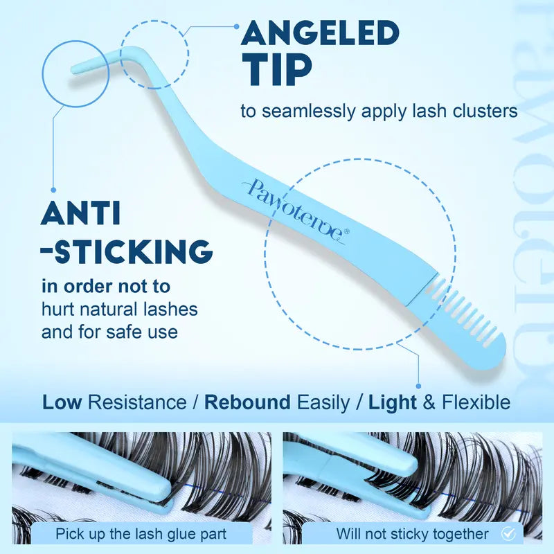 Pawotence 0.03mm Nature Lash Clusters - D Curl Spider Lashes for Adults, Comfortable Super Soft Thin Band, Long Lasting Dramatic DIY Extensions for Clean Makeup Beginners