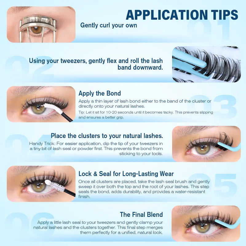 Pawotence 0.03mm Nature Lash Clusters - D Curl Spider Lashes for Adults, Comfortable Super Soft Thin Band, Long Lasting Dramatic DIY Extensions for Clean Makeup Beginners