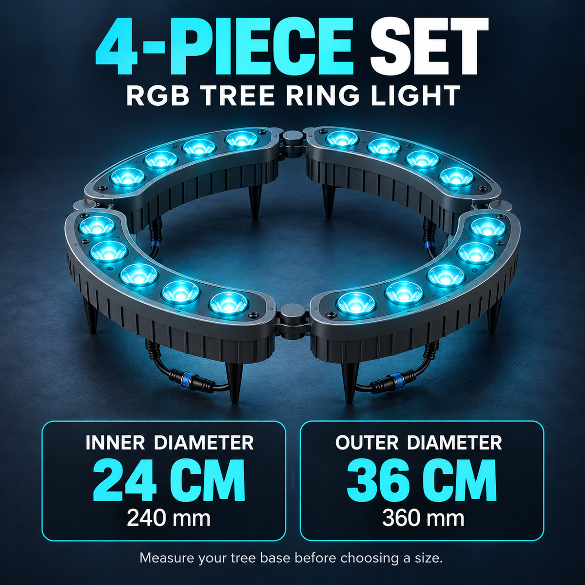4-piece tree ring light: inner diameter 24 cm, outer diameter 36 cm