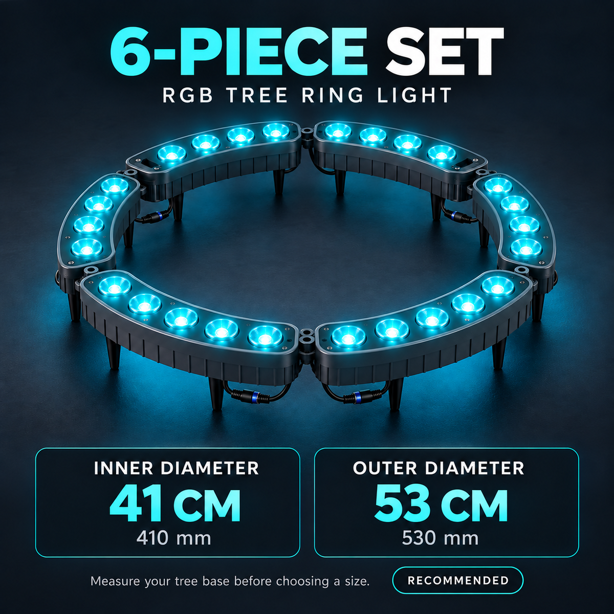 6-piece tree ring light: inner diameter 41 cm, outer diameter 53 cm