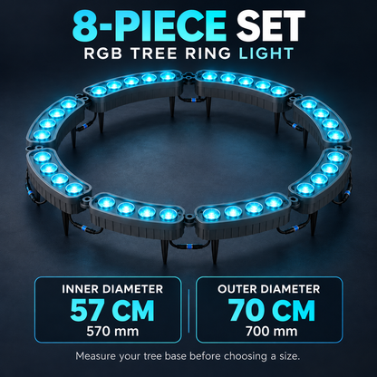 8-piece tree ring light: inner diameter 57 cm, outer diameter 70 cm
