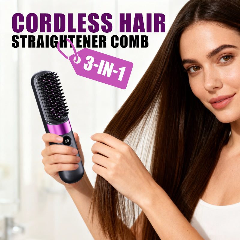 🔥HOT SALE 49% OFF💇‍♀️🔥 3-in-1 Cordless Hair Straightening Brush – Straighten, Curl & Detangle – USB-C Rechargeable with 4 Heat Settings – Perfect Hair Anywhere! ✨