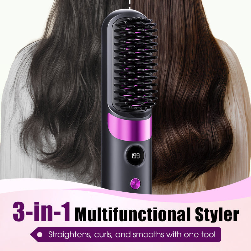 🔥HOT SALE 49% OFF💇‍♀️🔥 3-in-1 Cordless Hair Straightening Brush – Straighten, Curl & Detangle – USB-C Rechargeable with 4 Heat Settings – Perfect Hair Anywhere! ✨