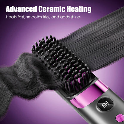 🔥HOT SALE 49% OFF💇‍♀️🔥 3-in-1 Cordless Hair Straightening Brush – Straighten, Curl & Detangle – USB-C Rechargeable with 4 Heat Settings – Perfect Hair Anywhere! ✨