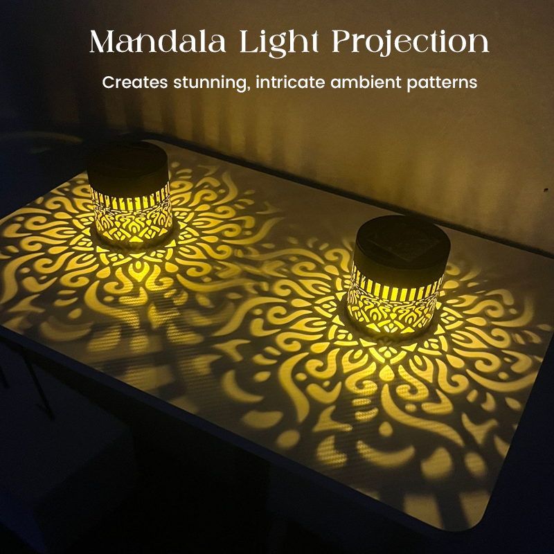 💡Solar Mandala Wall Light Outdoor Garden Fence Projector Lamp Patio Ambient Decor