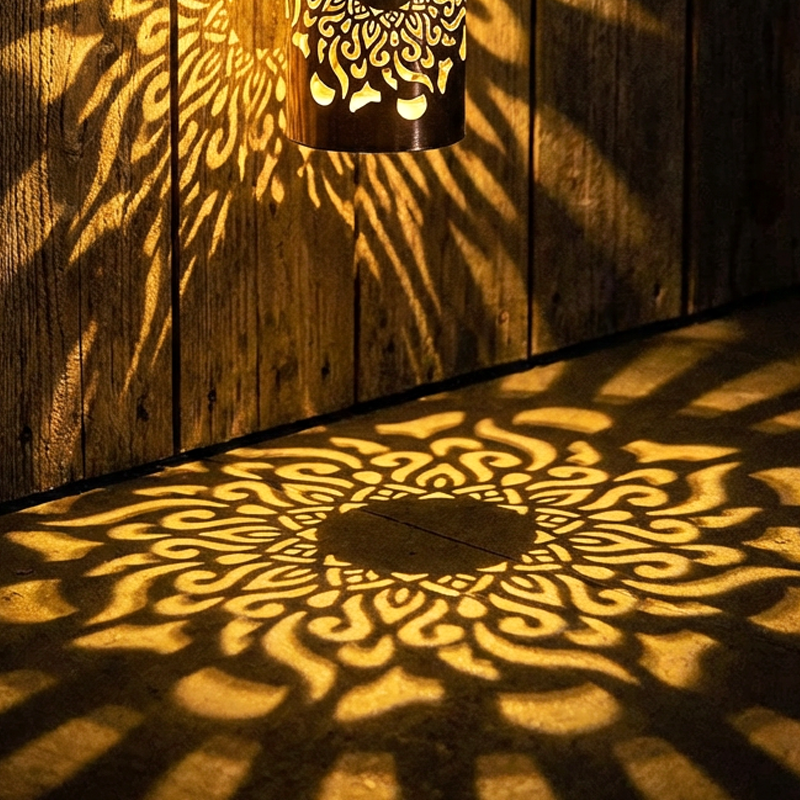 💡Solar Mandala Wall Light Outdoor Garden Fence Projector Lamp Patio Ambient Decor