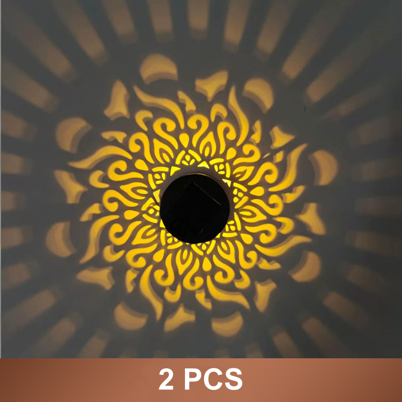 💡Solar Mandala Wall Light Outdoor Garden Fence Projector Lamp Patio Ambient Decor