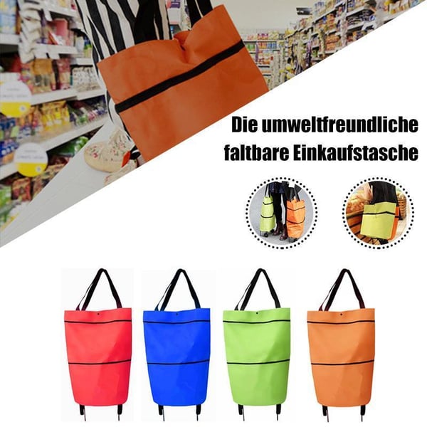 🛒 2-in-1 Foldable Shopping Cart | Shop, Carry & Roll with Ease