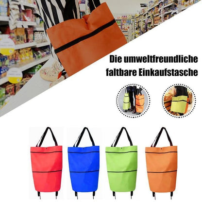 🛒 2-in-1 Foldable Shopping Cart | Shop, Carry & Roll with Ease