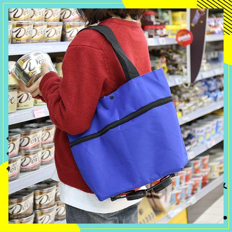 🛒 2-in-1 Foldable Shopping Cart | Shop, Carry & Roll with Ease