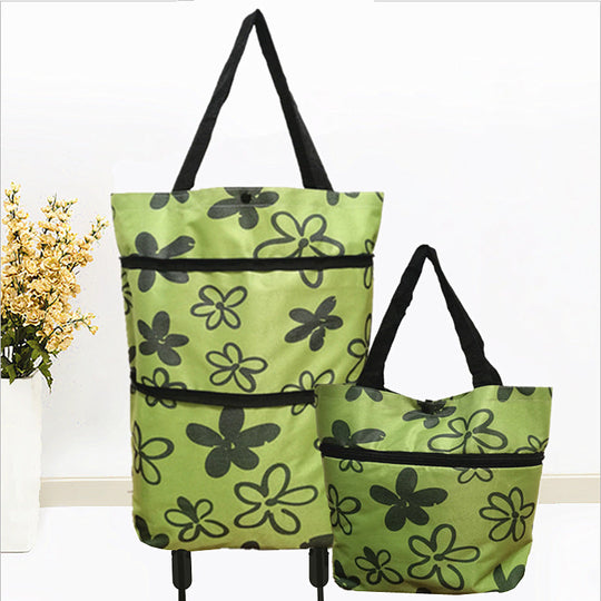 🛒 2-in-1 Foldable Shopping Cart | Shop, Carry & Roll with Ease