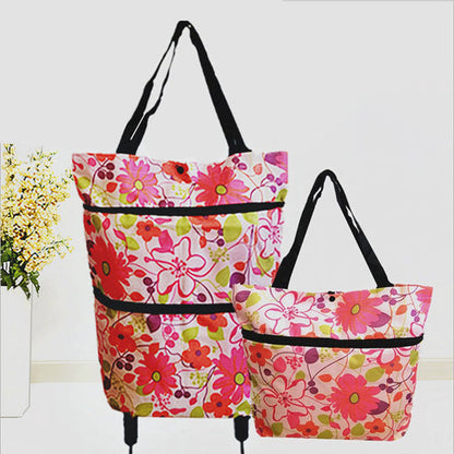 🛒 2-in-1 Foldable Shopping Cart | Shop, Carry & Roll with Ease