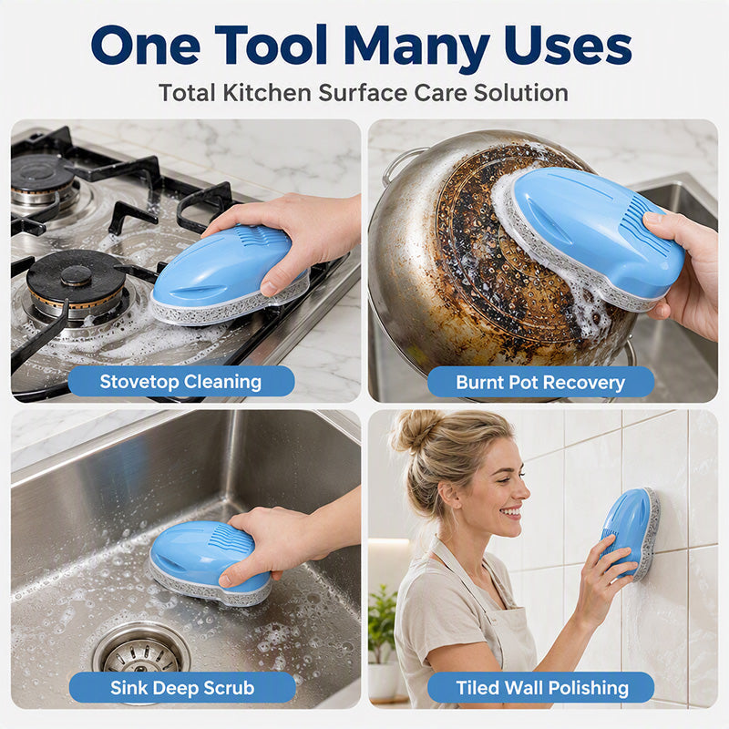 🧽48% OFF NOW ! 🧼Kitchen Oil Cleaning Brush with Built-in Soap Dispenser – Non-Slip Deep Clean Scrub Brush for Stove Dish Pot Household Kitchen Use