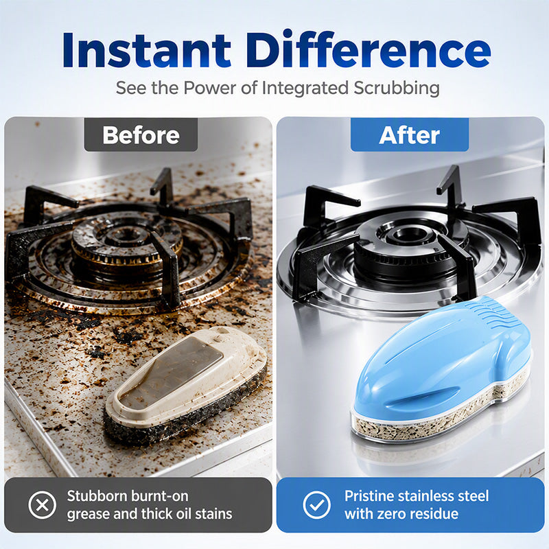 🧽48% OFF NOW ! 🧼Kitchen Oil Cleaning Brush with Built-in Soap Dispenser – Non-Slip Deep Clean Scrub Brush for Stove Dish Pot Household Kitchen Use