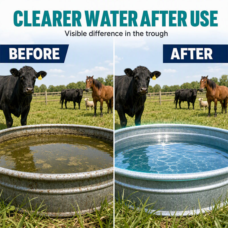 ⏰ BUY 1 GET 1 FREE💧 Stock Tank Cleaning Tablets - Effervescent Trough Grime & Buildup Remover 🐮