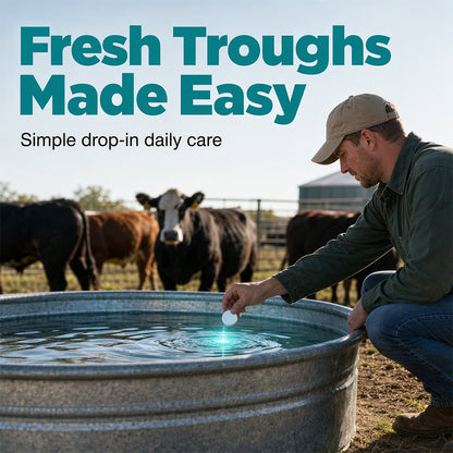 ⏰ BUY 1 GET 1 FREE💧 Stock Tank Cleaning Tablets - Effervescent Trough Grime & Buildup Remover 🐮