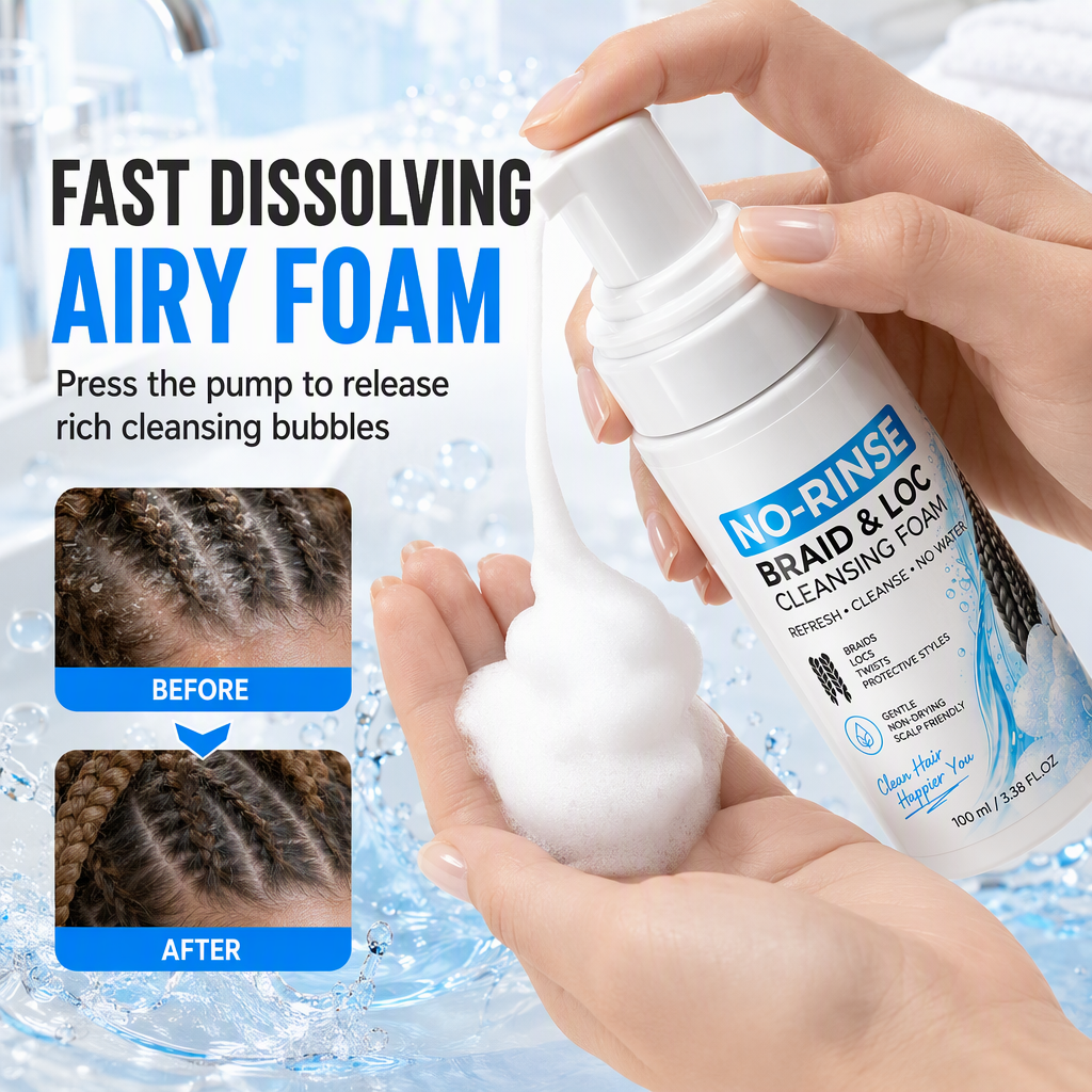 No-rinse cleansing foam for dreadlocks and braids⏳