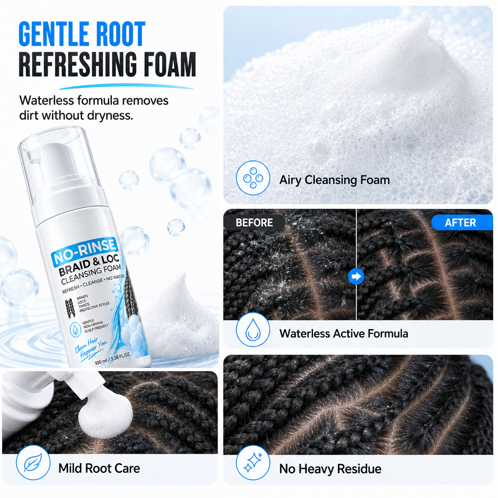 No-rinse cleansing foam for dreadlocks and braids⏳