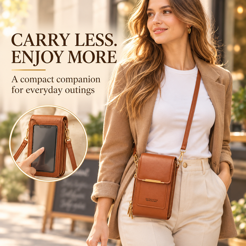 Touchscreen phone bag brown crossbody everyday styling