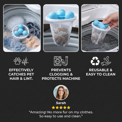 🧼3 Counts Washing Machine Filter Bag, Reusable Floating Hair Filter for Laundry